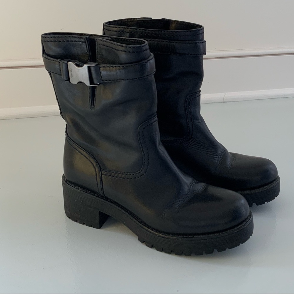 Prada moto lug boots